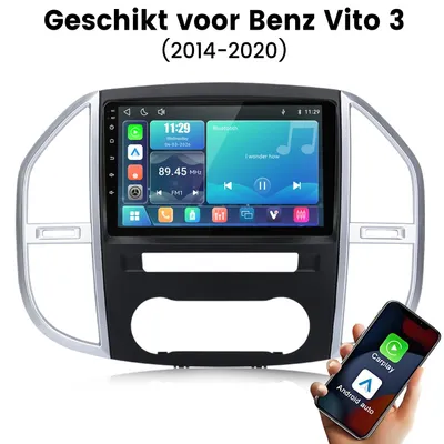 Productafbeelding van Hexinex 10-inch Linux autoradio met draadloze Carplay en Android Auto, geschikt voor Mercedes-Benz Vito W447 (2014-2023), met WIFI, Bluetooth, stuurwielbediening (SWC), FM, RDS en DSP