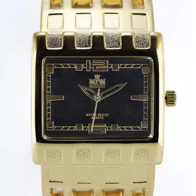 Produktbild von MPM-Quality Damenuhr Metall Gold Zifferblatt Schwarz Metallarmband 32 x 32 mm