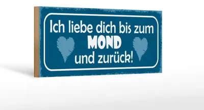 Produktbild von Holzschild Spruch 27x10cm ich liebe dich bis zum Mond