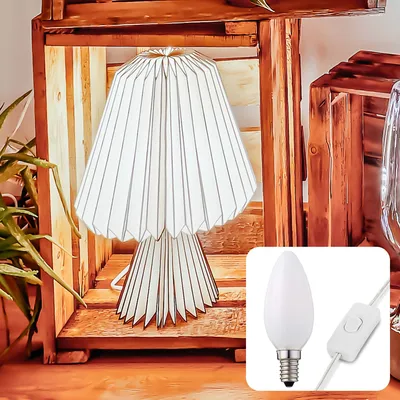 Produktbild von Papier Leuchte Lampe Tischlampe modernes Design faltbar Dekoration inkl. Birne