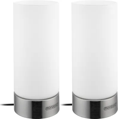 Produktbild von MONZANA® Nachttischlampe 2er Set Touch Dimmbar mit LED Leuchtmittel Glasschirm Tischlampe Tischleuchte Wohnzimmer Schlafzimmer Nachtlicht Leselampe