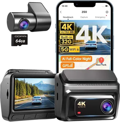 Immagine prodotto di Telecamera per auto, anteriore e posteriore - Autocamera - Telecamera da cruscotto - Doppia telecamera per auto