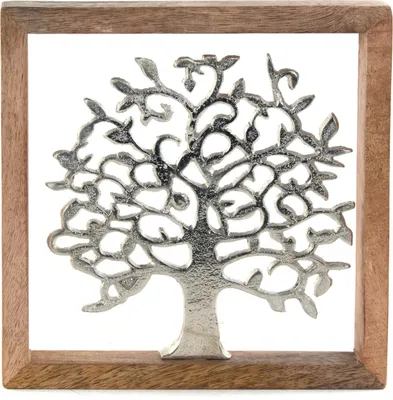 Produktbild von METALL WANDBILD | 20 cm, Metall, Mangoholz | Wanddeko | Muster: Lebensbaum