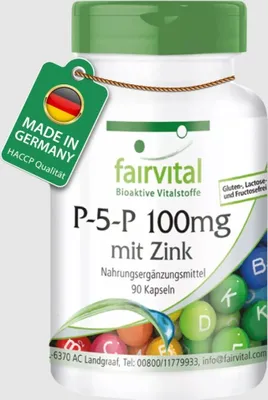 Immagine prodotto di Integratore alimentare Fairvital P-5-P 100 mg con zinco, 90 capsule