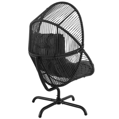 Produktbild von di volio Gartensessel LENO - schwarz, Lounge Sessel aus PE-Rattan mit Stahlgestell, bequem & wetterfest