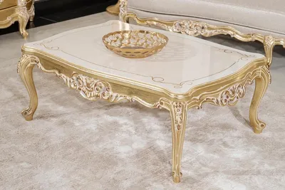 Image de Casa Padrino Luxe Table basse baroque crème / or 120 cm - Meubles de salon de style baroque