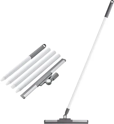 Produktbild von Bodenabzieher - 36 cm + 136 cm Griff - Effektiv - mit Griff - Teleskop Fensterabzieher - für Bad, Küche und Terrasse - Grau