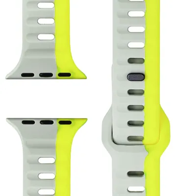 Obrázek produktu pro Náramek Motion pro Apple Watch Ultra/SE/10/9/8/7/6/5/4/3/2/1, měkký silikonový sportovní náramek, 42/44/45/46/49 mm - Fluorescenční žlutá šedá