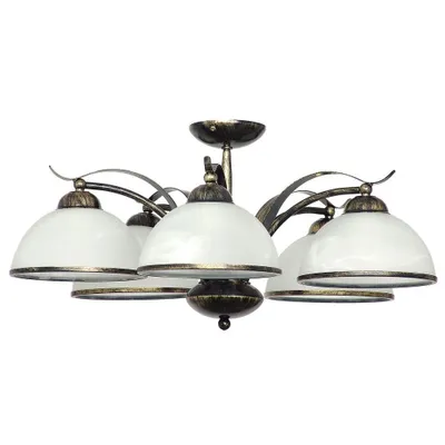 Zdjęcie produktu dla Lampa sufitowa złota patyna 5 szklanych kloszy Korfu 5xE27 15W Luminex
