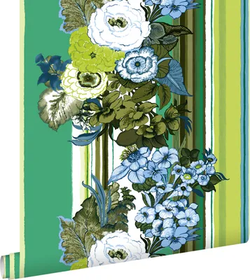 Produktbild von ESTAhome Tapete Blumenmuster Grün und Lindgrün 53 cm x 10.05 m