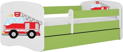 Produktbild von Babybett 70 x 140 cm ohne Schublade, mit Matratze und Feuerwehrmotiv