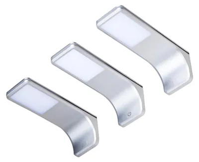 Image de kalb | Luminaire encastré à LED, plat, dimmable avec interrupteur tactile, gris argenté, lot de 3, blanc chaud