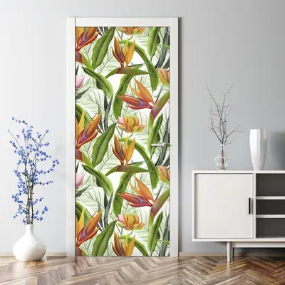 Produktbild von Dekorative Türtapete Türposter Tür dekoration selbstklebend Türaufkleber Tropische Blätter 77 x 200 cm