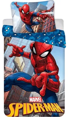 Imagen del producto de Ropa de cama de algodón, tamaño 140x200 cm + 70x90 cm, diseño de Spiderman, modelo 04