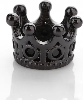 Obrázok produktu pre Veľké dierkované korálky Charm 5 kusov, korunka 10,8 x 7,2 mm, čierna s čiernymi kamienkami