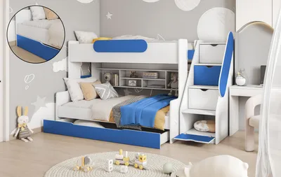 Produktbild von Etagenbett SMILE in blau : 2 x Schaumstoffmatraze Matratze: 2 x Schaumstoffmatraze