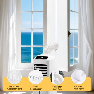 Imagen del producto de Sellado para ventanas para aires acondicionados portátiles y secadoras de ropa, 300 cm, con cremallera y adhesivo
