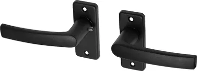 Produktbild von Türgriffe Schwarz Aluminium auf viereckiger Rosette Blockmodell - Pro Set