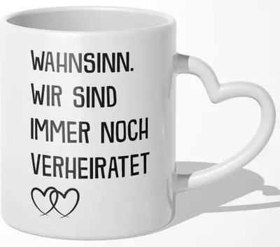 Produktbild von 22Feels Hochzeitstag Geschenk Männer Frauen Tasse Valentinstag Ehefrau Ehemann 10. Jubiläum Geburtstag Kaffeetasse Haferl Liebe Ehe Paar (Herzhenkel Weiss)