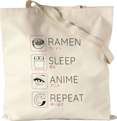 Produktbild von Ramen Sleep Anime Repeat Jutebeutel Stoffbeutel Canvas Japan Manga Otaku Baka Geschenkidee