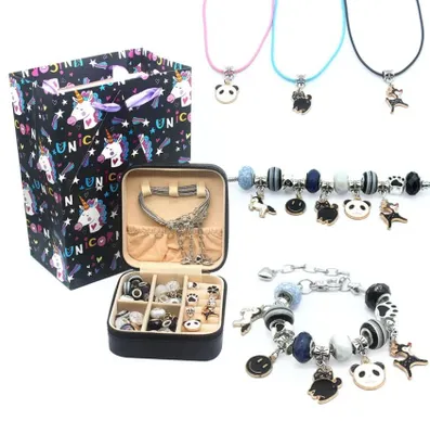 Image de Kits de création de bijoux 69 pièces 3 bracelets 3 colliers Cadeaux Kit de création de bijoux Nuit