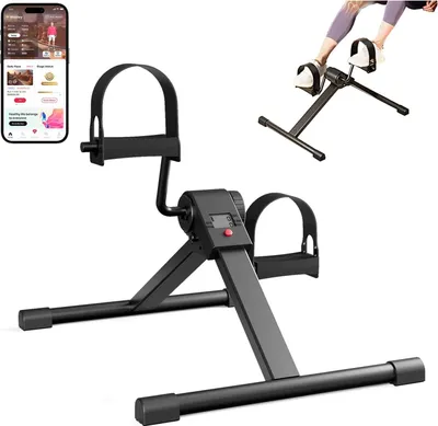 Produktbild von Untertisch-Pedaltrainer - Mini Heimtrainer O1 - Bluetooth App - LCD Kalorienzähler - Verstellbarer Widerstand 2 Stufen - Leise - Mit Lautsprecher - Schwarz