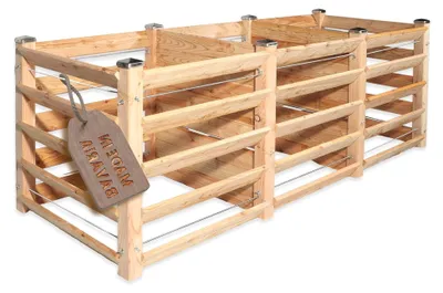 Produktbild von Moderner Komposter Trio ca. 100 x 286 cm Höhe 80 cm aus Lärchenholz