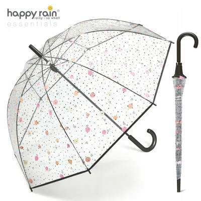 Produktbild von Regenschirm transparent durchsichtig Glockenschirm dots & hearts happy rain