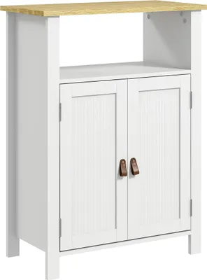 Image de Armoire de salle de bains - Armoire au sol - 2 portes, Compartiment ouvert, 60 x 30 x 80,5 cm, à monter soi-même - Blanc