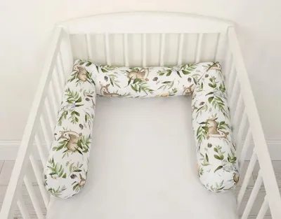 Produktbild von Babybett mit Rollumrandung – Bedumper – Universell, weich und antiallergisch, 100 % Baumwolle