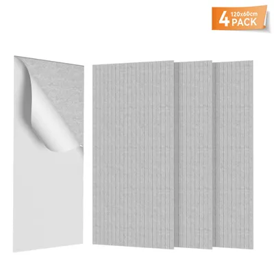 Obrázek produktu pro Akustické panely – samolepicí polyesterové panely – 120 x 60 cm – pro zlepšení akustiky – vhodné na stěny i strop – balení 16 kusů – světle šedá barva