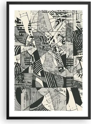 Produktbild von Gerahmtes Poster - Schwarzer Rahmen - Abstraktion Vintage Schwarz - 50x70 cm - Wand Bild - Wanddeko - Wandbilder - Kunstposter - Wandposter - Bilderrahmen - Bilder - Kunstdruck - P2BPA50x70-5052