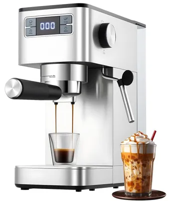 Espressomaschine 20 bar, 1350 W, Milchaufschäumer, 1,4 l Tank, Edelstahl