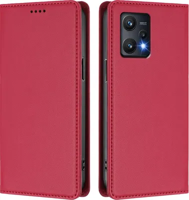 Immagine prodotto di Custodia in pelle per Realme 9 Pro 5G, custodia magnetica in Finto cuoio con supporto Rosso