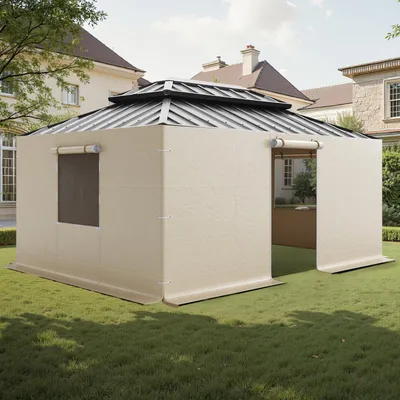 Obrázok produktu pre VEVOR bočné panely, vhodné pre pavilóny 3,44x4,66 m, 4-dielne bočné panely pre pavilóny s pevnou strechou, materiál PE, náhradný kryt s oknami zo sieťoviny, pavilóny nie sú súčasťou dodávky