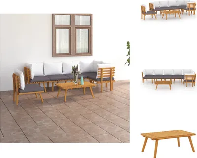 Produktbild von vidaXL 7-tlg. Garten-Lounge-Set mit Kissen Massivholz Akazie -  Gartenmöbel-Sets