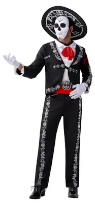 Herrenkostüm Dia de los Muertos Mariachi mit Zubehör