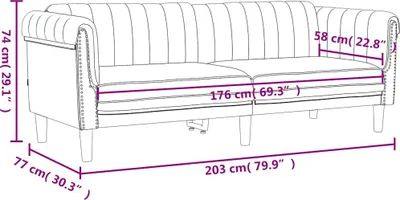 Produktbild von vidaXL Sofa 3-Sitzer Rosa Samt