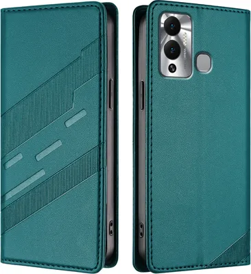Produktbild von Hülle für Infinix Hot 12 Play, Kunstleder Brieftaschen Handyhülle mit Kartenfach und Standfunktion Grün