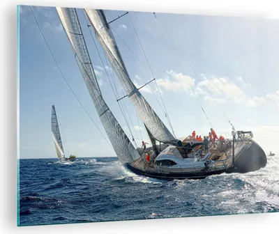 Produktbild von Bilder auf glas - Segelschiff Meer - 70x50cm - Glasbilder - Wandbilder - Kunstdruck - zum Aufhängen bereit - Wanddekoration aus Glas - Glas Bilder - Wandbild auf Glas - Einteilig - GAA70x50-4032