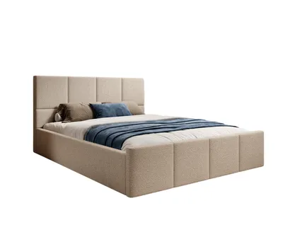 Produktbild von Sofello Polsterbett 180x200 Beige Boucle Stoff Bett mit Metall mit Stauraum