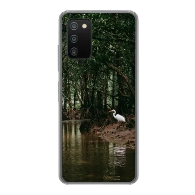 Produktbild von MuchoWow® Handyhülle Schutzhülle Hülle für Samsung Galaxy A03s Reiher - Wald - See Silikon Softcase Handy Hülle - Schutz