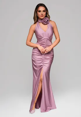 Produktbild von Ombre Elegantes Maxikleid mit Rosendetail und Schlitz dunkellila XL