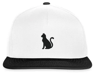 Produktbild von Spreadshirt Katzen Silhouette Bestickt Snapback Cap, One size, Weiß/Schwarz
