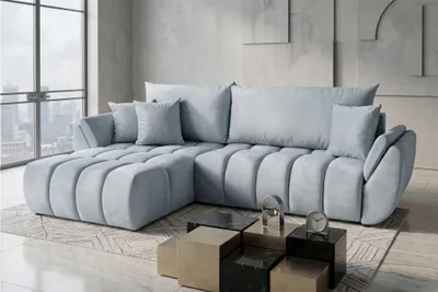 Produktbild von Ecksofa Schlafsofa Sofa COLLIN in Stoff Monolith Hellgrau Ottomane Links