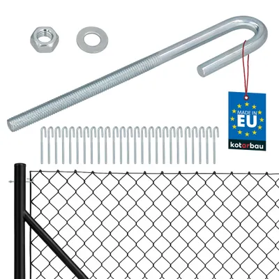 Image de KOTARBAU® Lot de 25 Tendeur Grillage M8 Tendeur Cable Clôture Acier Galvanisé Crochet Fileté avec Écrou et Rondelle Tendeur Fil de Fer Argenté Ouvert