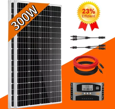 Immagine prodotto di 300W kit pannello solare monocristallino 2 x 150W modulo solare fotovoltaico pannello solare set per casa / casa mobile / giardino / balcone, set solare