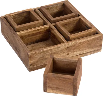 Produktbild von SADA KUFOROV "CUBO II" | teakové drevo / mahagón | rozťahovacia sada | počet: 4 boxy