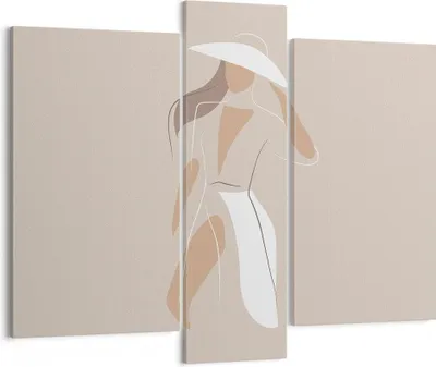 Produktbild von Bild auf Leinwand - Leinwandbild - 3 Teile - Minimalismus Frau Buntstift - 95x80cm - Wand Bild - Wanddeko - Wandbilder - Leinwanddruck - Bilder - Wanddekoration - Leinwand bilder - CB95x80-4603