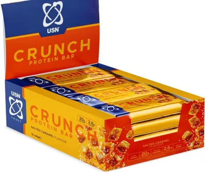 Produktbild von USN Trust Crunch High Protein Bar - 12 Riegel a 60 g Salted Caramel